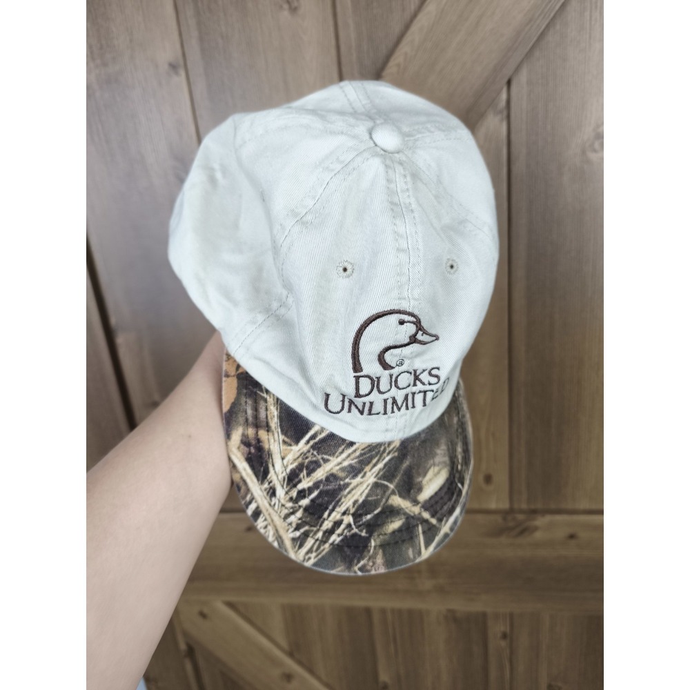 Ducks‎ Unlimited Camo Strapback Hat Cap Khaki Hunting Waterfowl One Size